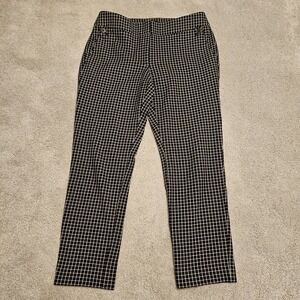 LOFT Julie Fit Women's Black‎ White Windowpane Plaid Dress Pants Size 6